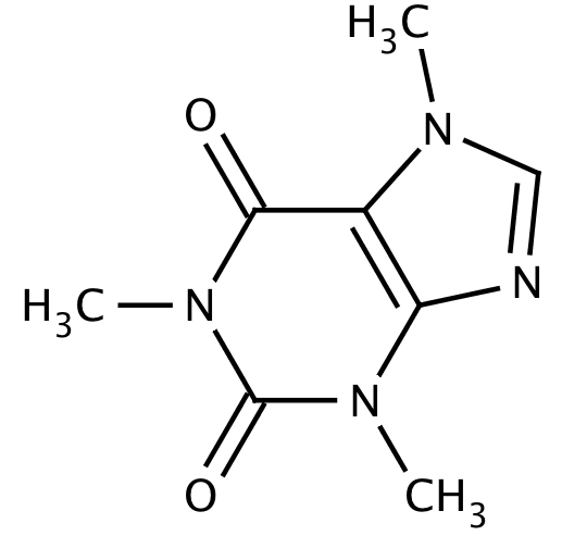 Structure chimique de la caféine-CAS [58-08-2] MM : 194,1906g.mol